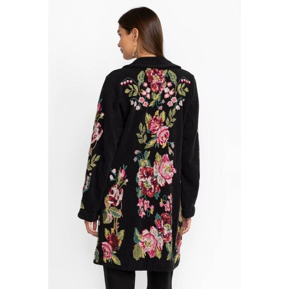 $585 NWT Johnny Was Embroidery Sequin Floral Blazer Size L Sweater Coat - Picture 3 of 14